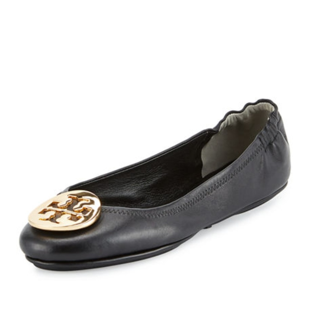 **NEW** Tory Burch Reva Black/Gold Flats